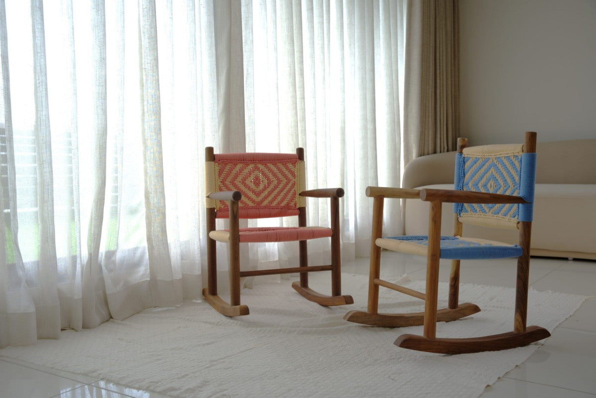 Two wooden rocking chairs