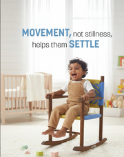 Child sitting in a rocking chair with text about movement settling